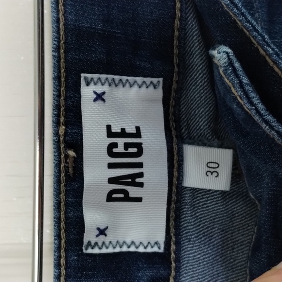 PAIGE jimmy jimmy short denim shorts size 30 midrise medium wash tacked cuff - Picture 3 of 12